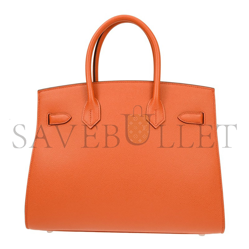 HERMES MASTER BIRKIN 35 EPSOM LEATHER ORANGE SILVER BUCKLE LUXURY BAG BK30R1EPSSO (35*28*18cm)